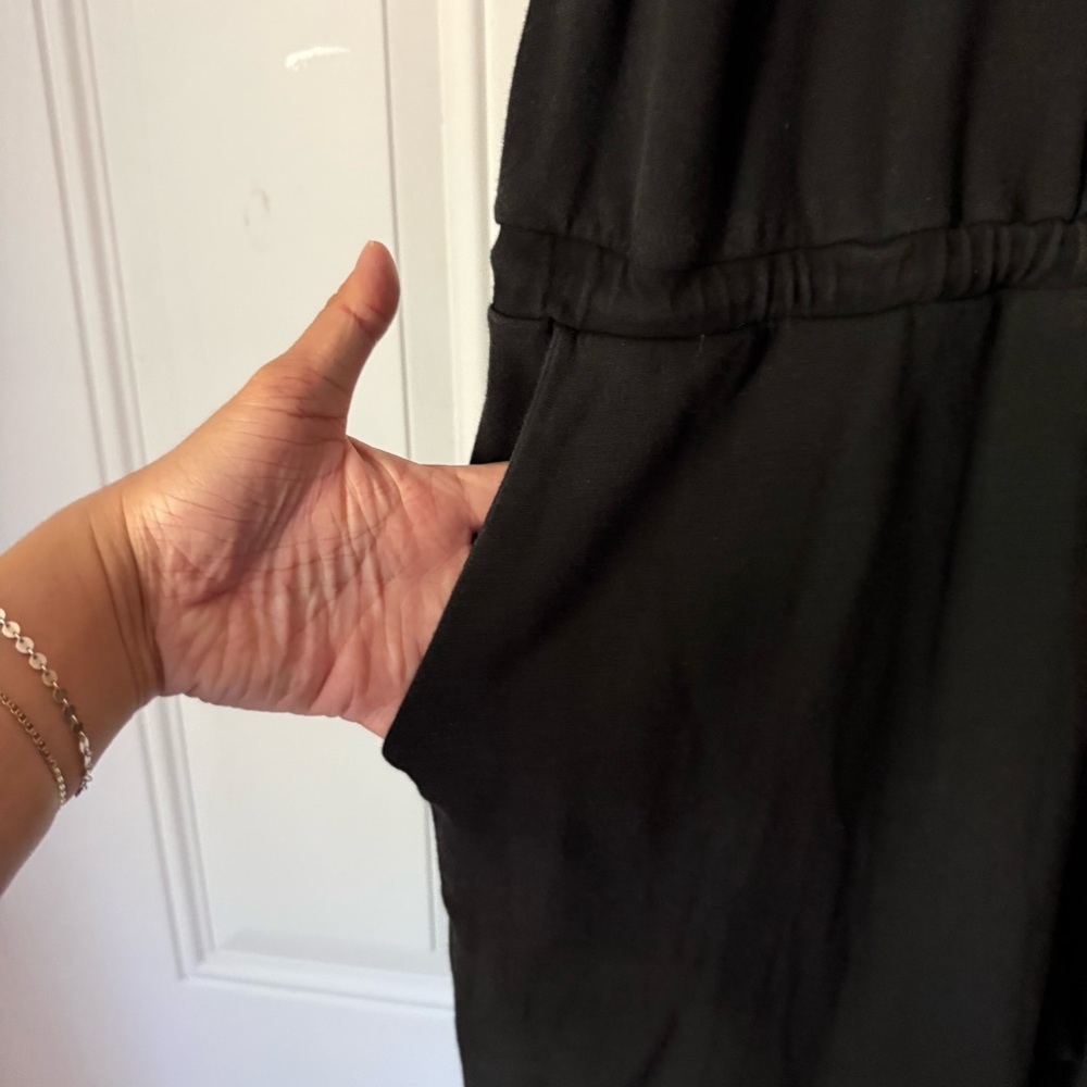 FOXBLOOD black rayon modal knit scoop neck sleeveless jumpsuit - Picture 3 of 8